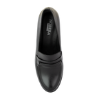 Cavaro Noir - Mocassin à Talon Femme en Cuir Véritable