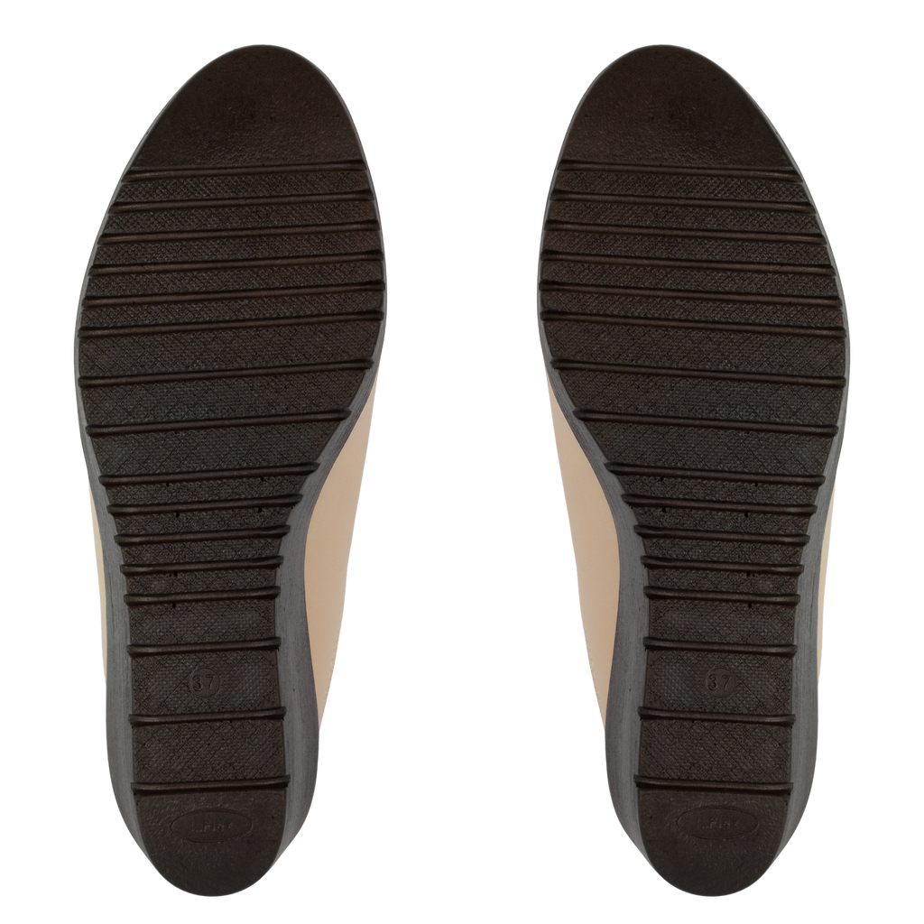 Edge Beige – Sabots Compensés Femme en Cuir