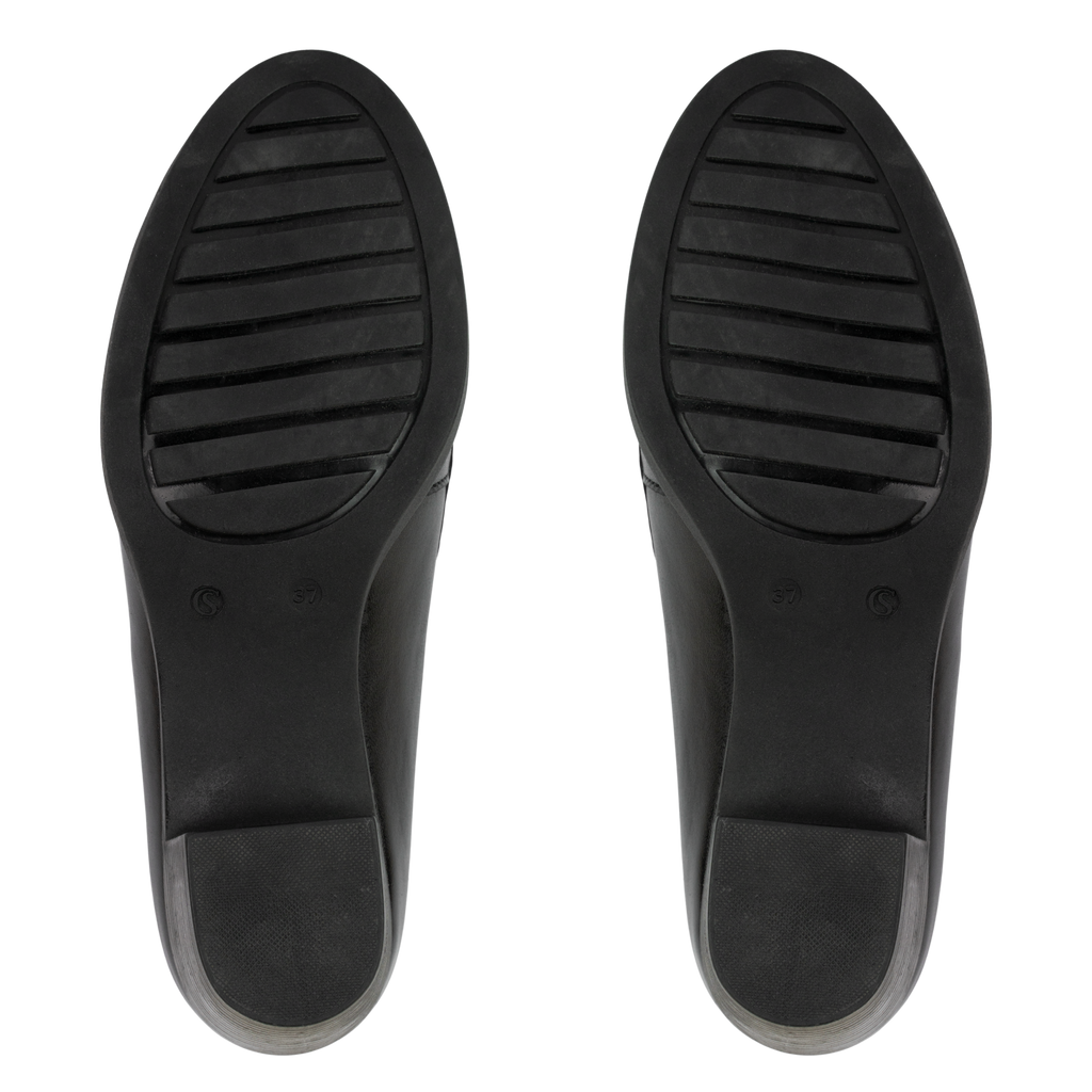 Cavaro Noir - Mocassin à Talon Femme en Cuir Véritable