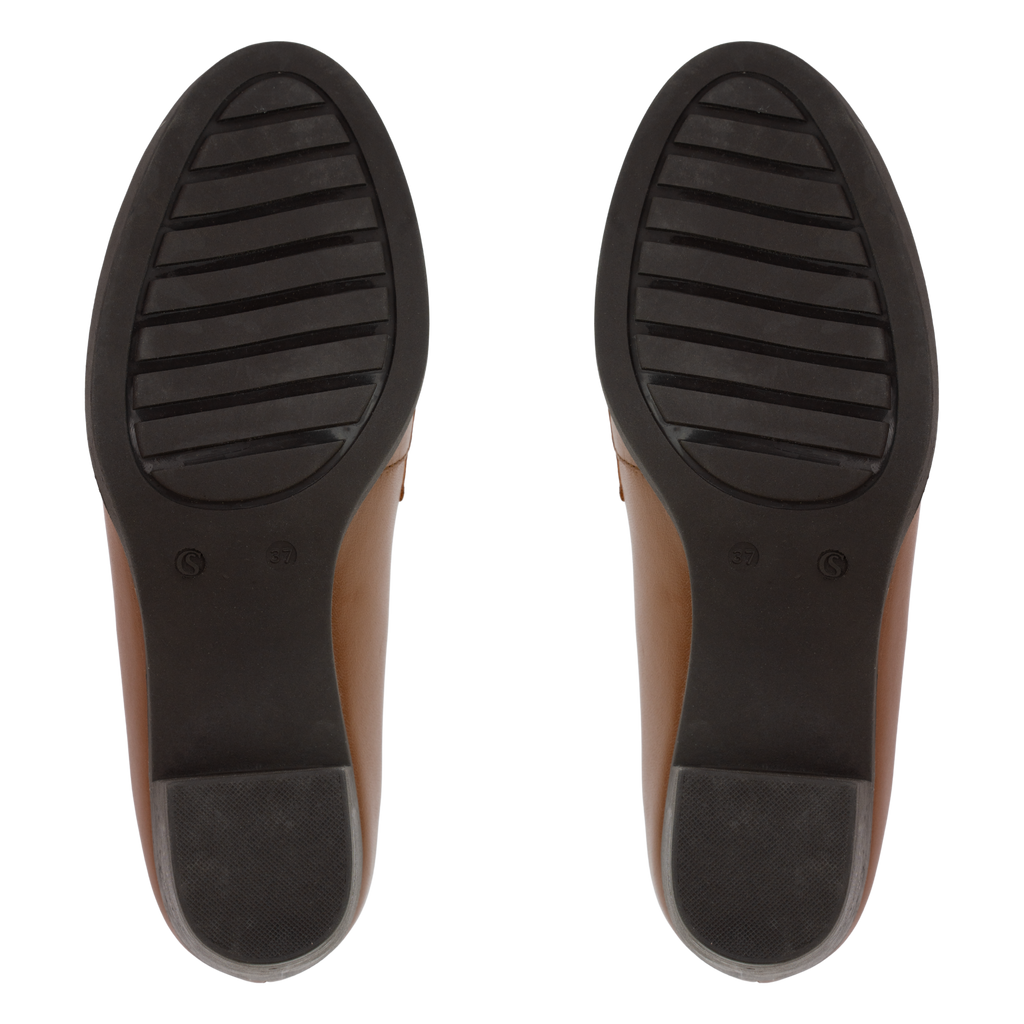 Cavaro Marron - Mocassin à Talon Femme en Cuir Véritable